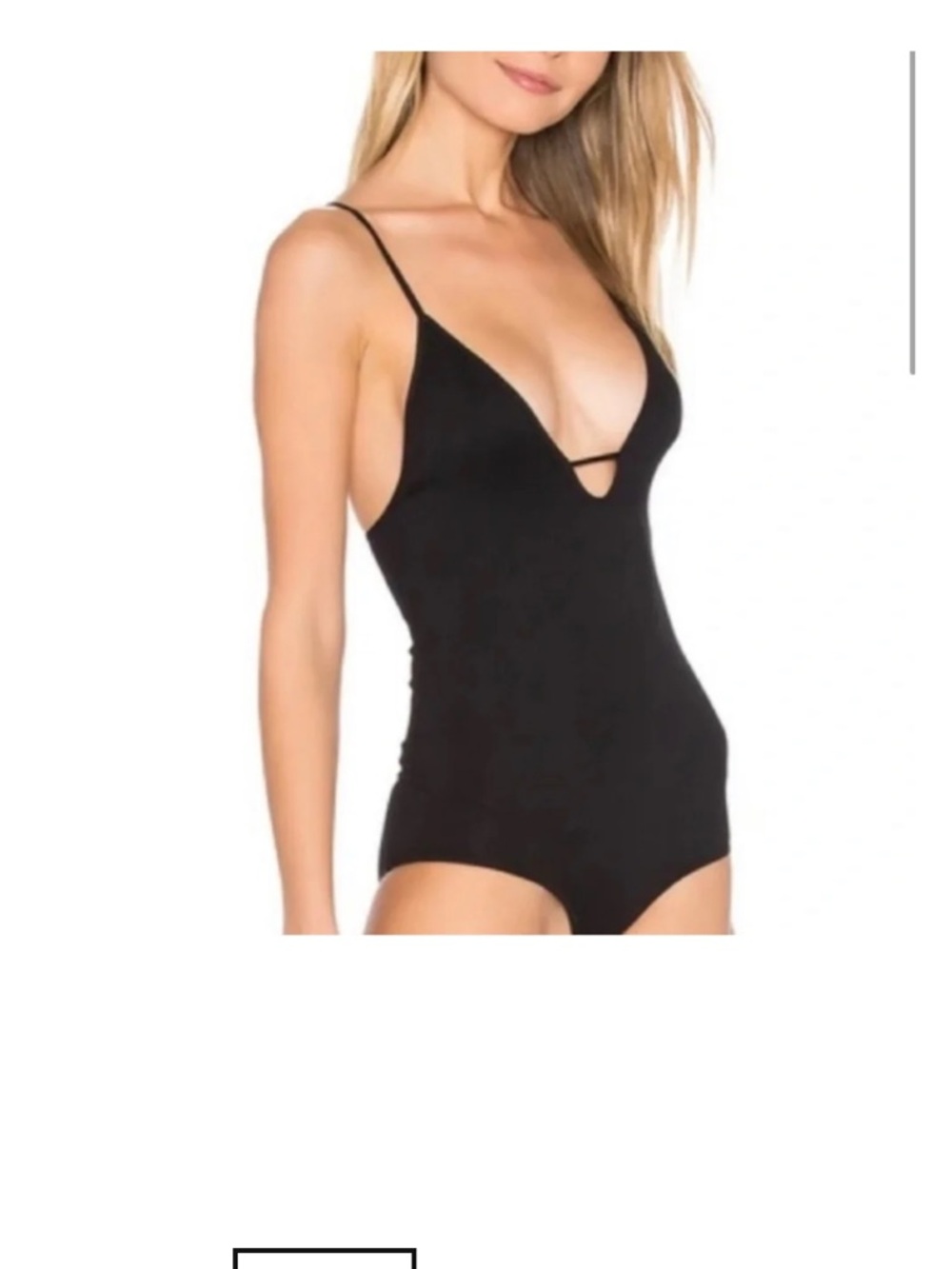 Free People Black Deep Plunge V-Neck Bodysuit with Thin Straps